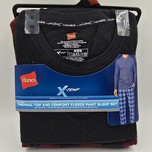 Hanes Mens X-Temp Thermal Top & Fleece Pant Sleep Set Size Medium New with Tags